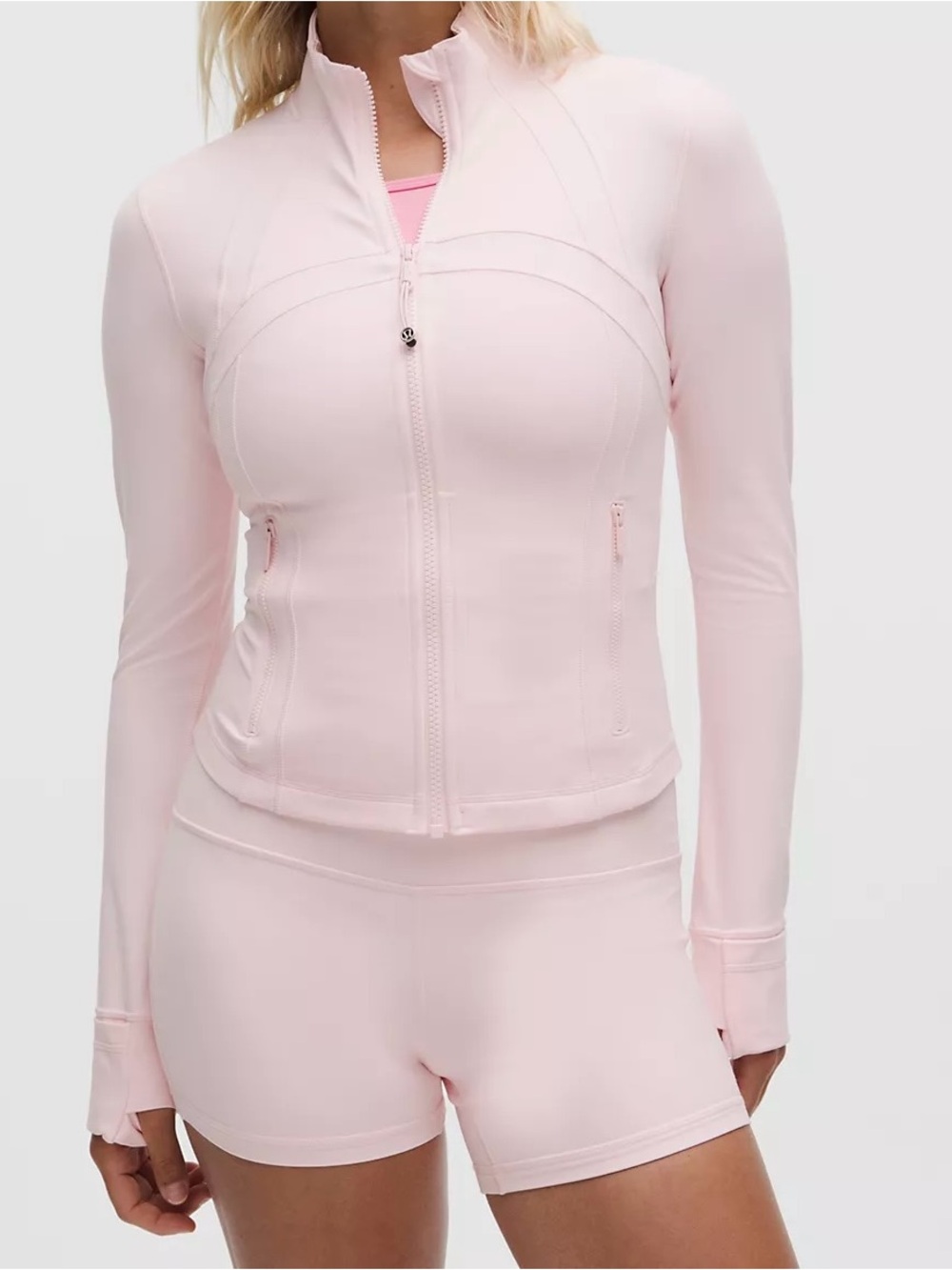 lululemon athletica cropped define zip up jacket- Pale Pink